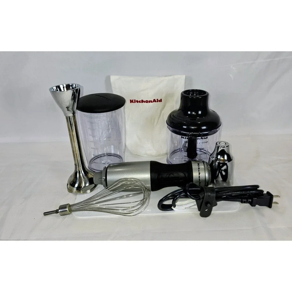 KitchenAid 3-Speed Immersion Hand Blender Whisk  Chopper RR-KHB2351cu Silver